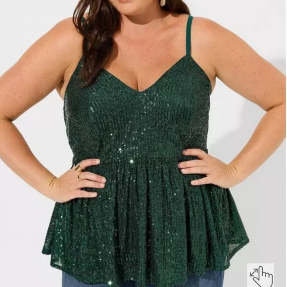 torrid Tops - Sold...Green Sequin Women's Torrid Top Size 4